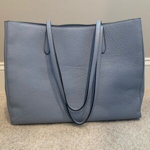 Banana Republic Italian Leather Light Powder Blue Tote Bag Purse